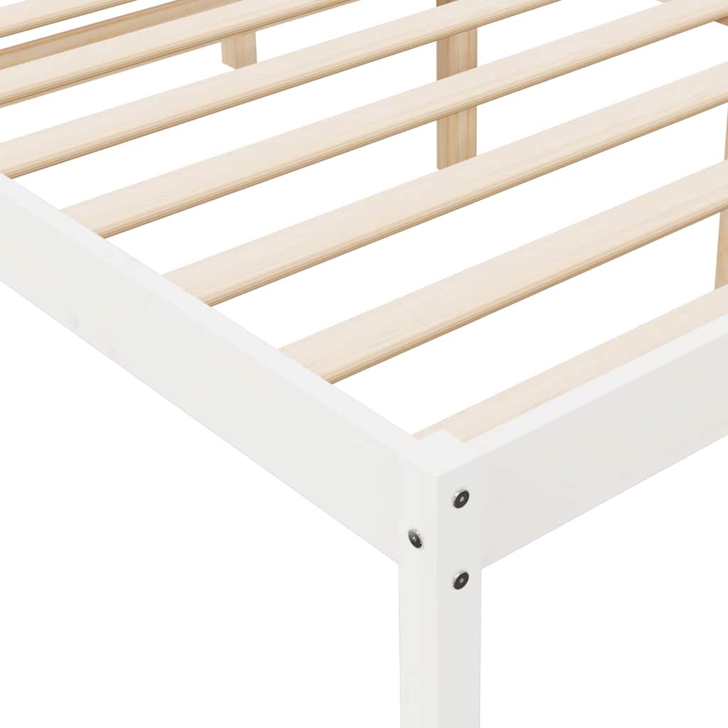 Letto per Anziani Bianco 140x190 cm in Legno Massello di Pino