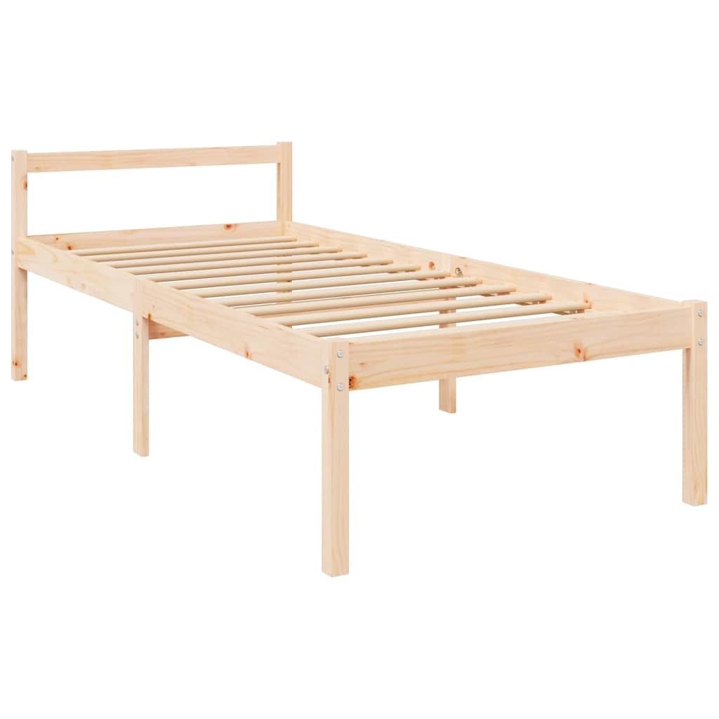 Letto per Anziani 90x200 cm in Legno Massello di Pino
