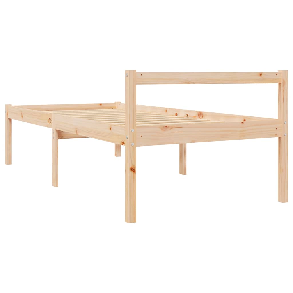 Letto per Anziani 90x200 cm in Legno Massello di Pino