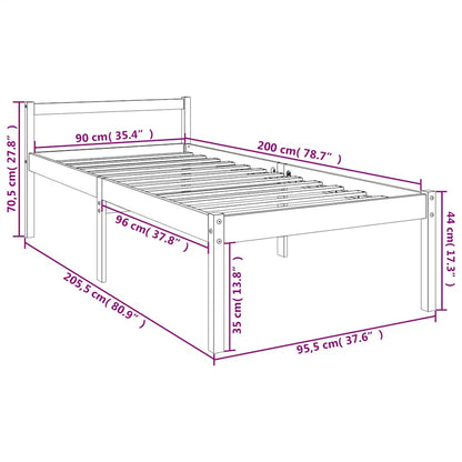 Letto per Anziani 90x200 cm in Legno Massello di Pino