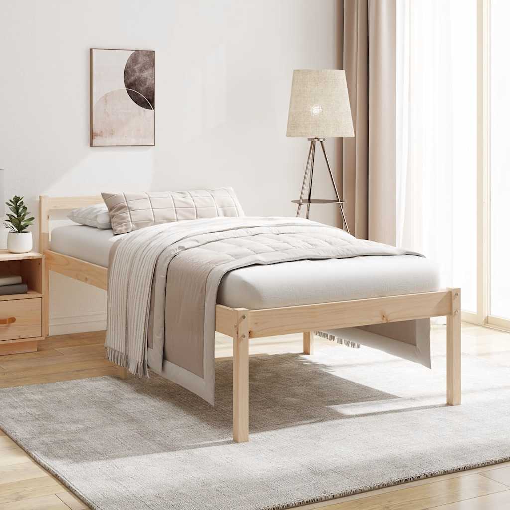 Letto per Anziani 90x200 cm in Legno Massello di Pino