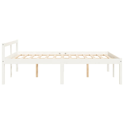 Letto per Anziani Bianco 120x200 cm in Legno Massello di Pino