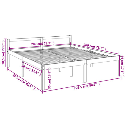 Letto per Anziani 200x200 cm in Legno Massello di Pino