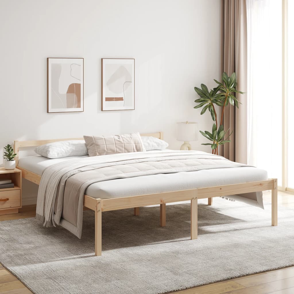 Letto per Anziani 200x200 cm in Legno Massello di Pino | homemem39