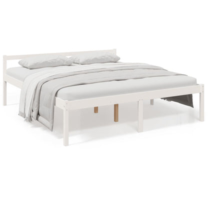 Letto per Anziani Bianco 200x200 cm in Legno Massello di Pino | homemem39