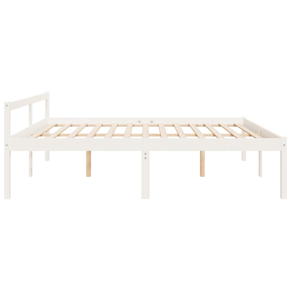 Letto per Anziani Bianco 200x200 cm in Legno Massello di Pino | homemem39