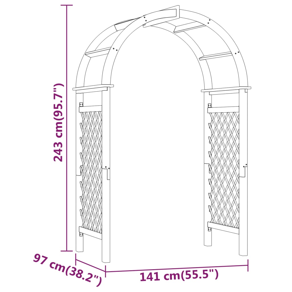 Arco con Traliccio 141x97x243 cm in Legno di Pino Impregnato | homemem39