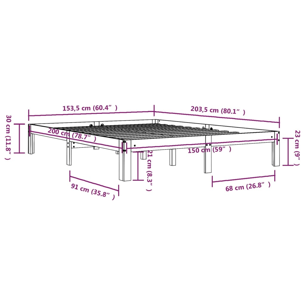 Giroletto in Legno Massello 150x200 cm King Size | homemem39