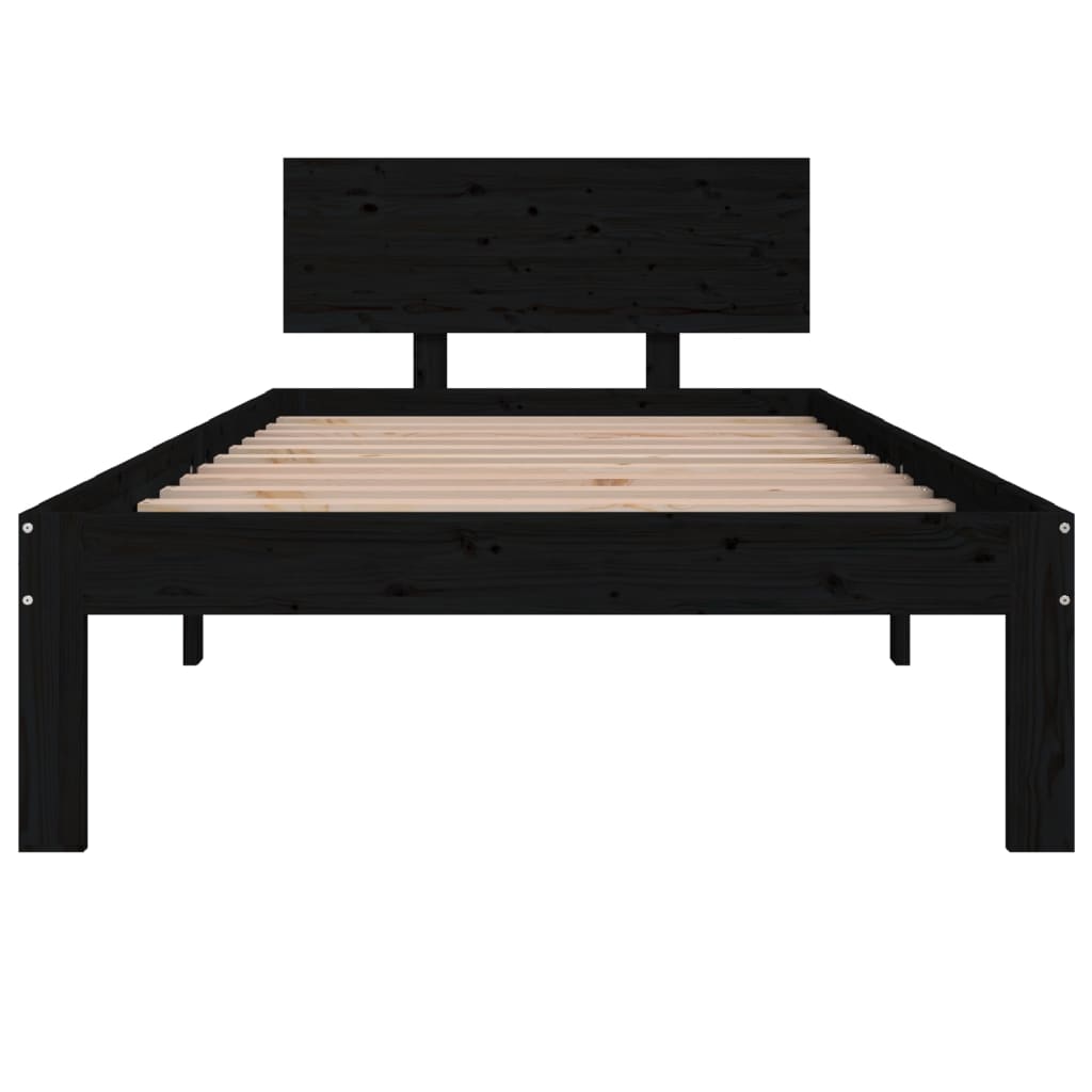 Giroletto Nero in Legno Massello di Pino 90x200 cm | homemem39