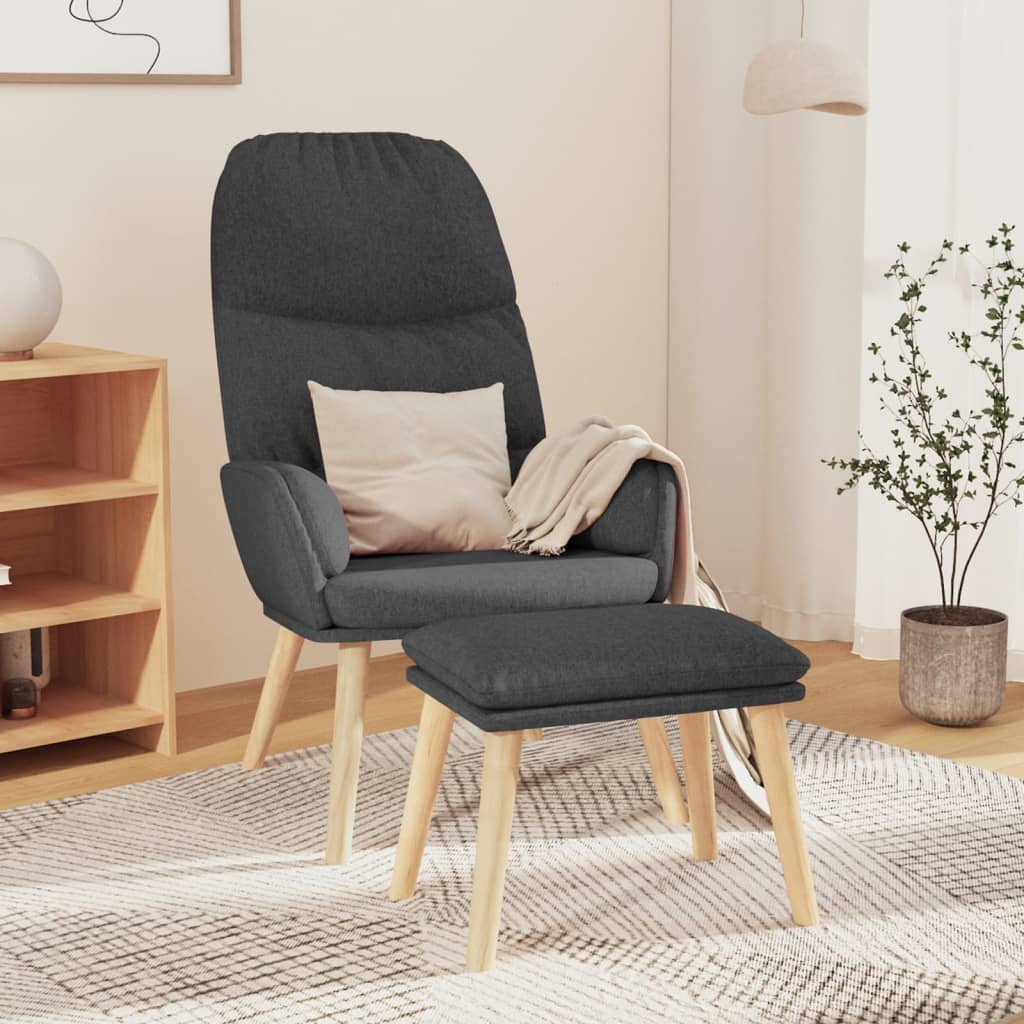 Poltrona Relax con Poggiapiedi Grigio Scuro in Tessuto | homemem39