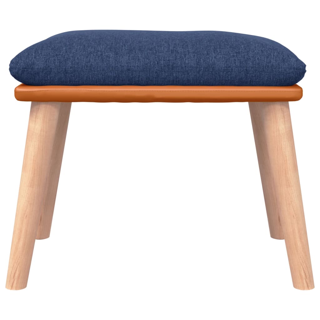 Poltrona a Dondolo con Poggiapiedi Blu in Tessuto