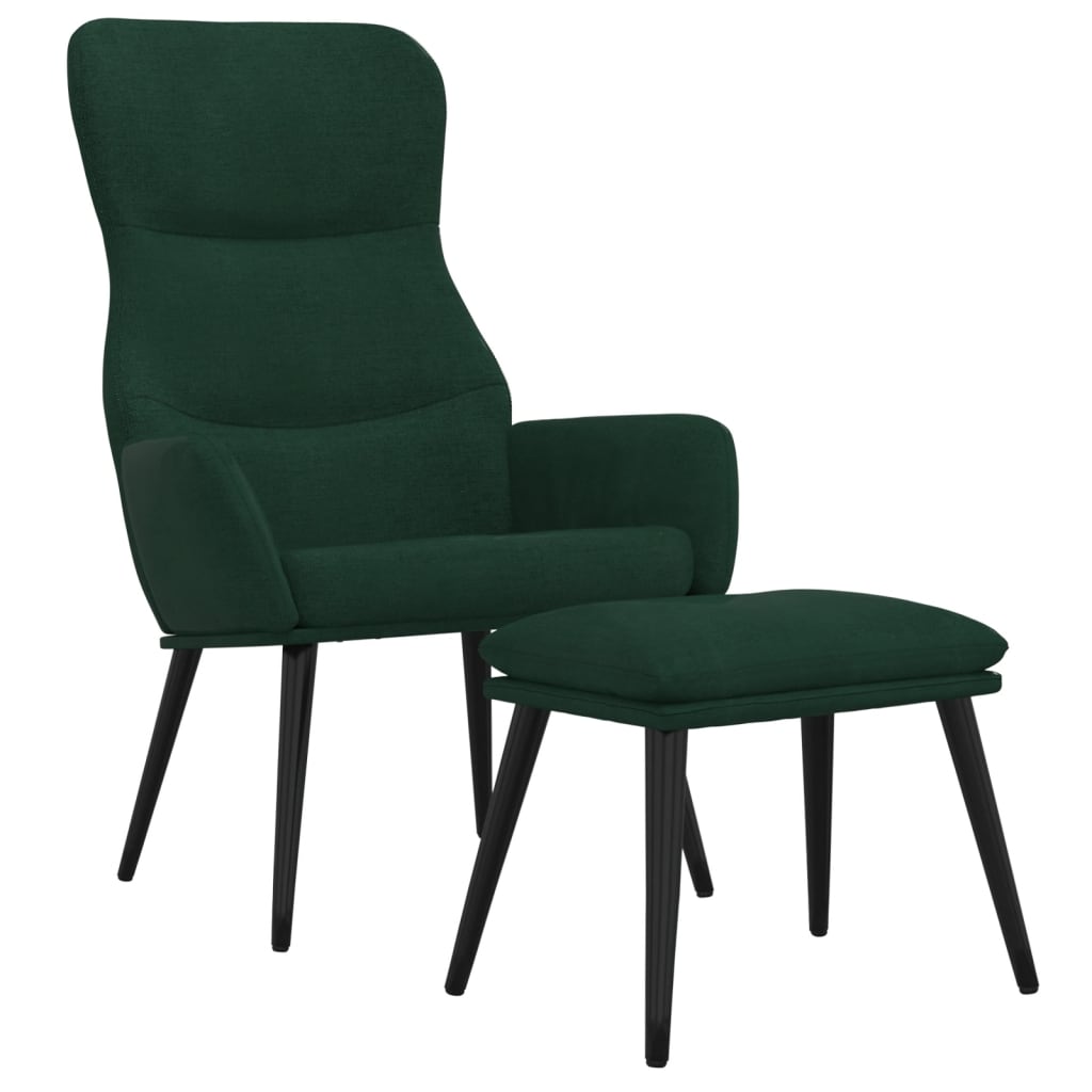 Poltrona Relax con Poggiapiedi Verde Scuro in Tessuto | homemem39