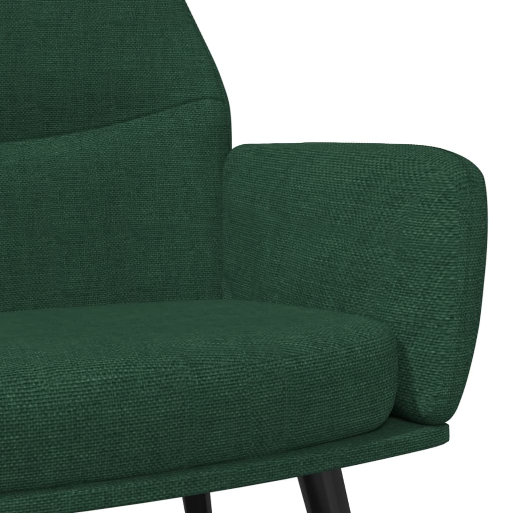 Poltrona Relax con Poggiapiedi Verde Scuro in Tessuto | homemem39