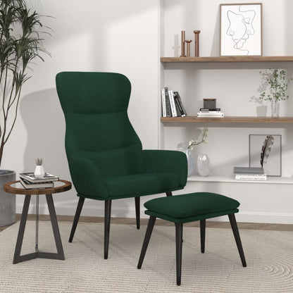 Poltrona Relax con Poggiapiedi Verde Scuro in Tessuto | homemem39