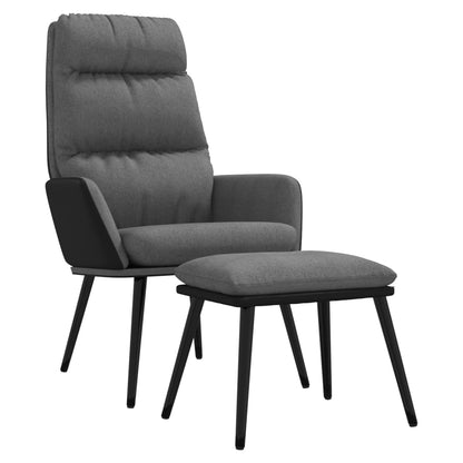 Poltrona Relax con Sgabello Grigio Chiaro Tessuto e Similpelle | homemem39