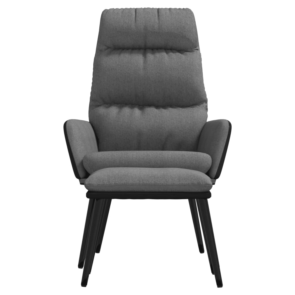 Poltrona Relax con Sgabello Grigio Chiaro Tessuto e Similpelle | homemem39