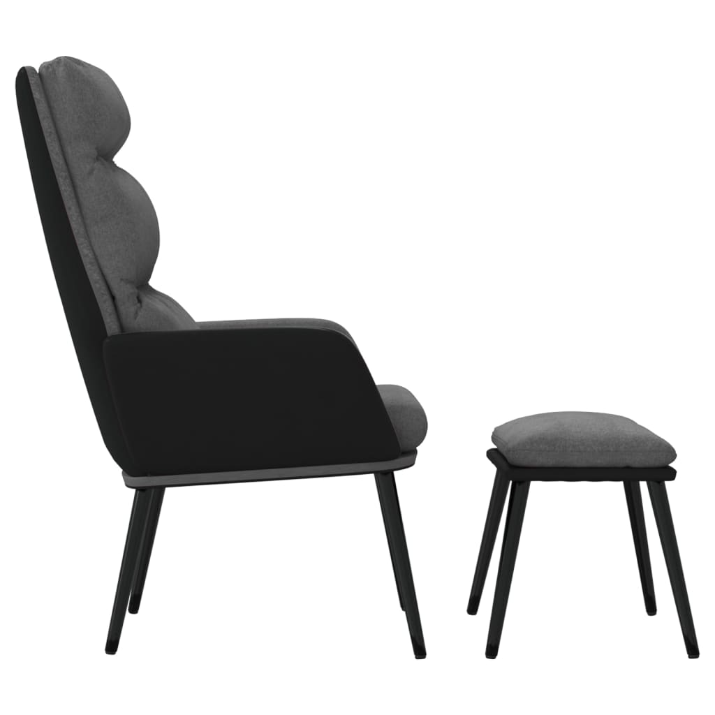 Poltrona Relax con Sgabello Grigio Chiaro Tessuto e Similpelle | homemem39