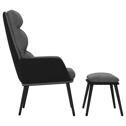 Poltrona Relax con Sgabello Grigio Chiaro Tessuto e Similpelle | homemem39