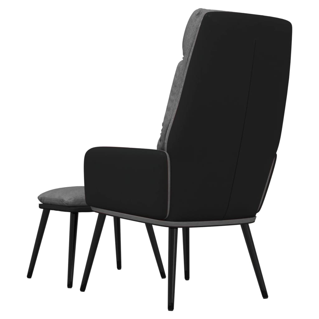 Poltrona Relax con Sgabello Grigio Chiaro Tessuto e Similpelle | homemem39