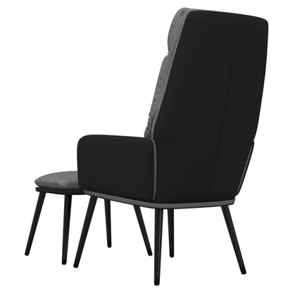 Poltrona Relax con Sgabello Grigio Chiaro Tessuto e Similpelle | homemem39