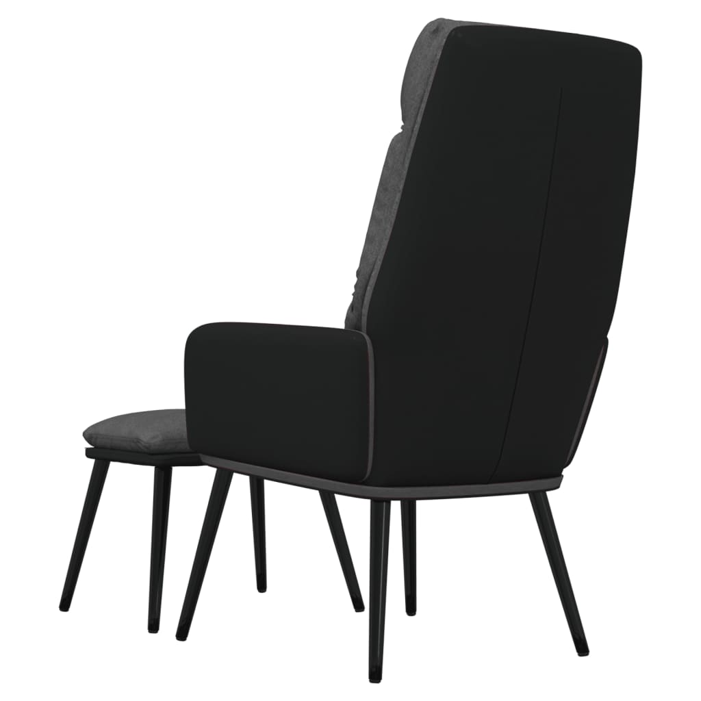 Poltrona Relax e Sgabello Grigio Scuro in Tessuto e Similpelle | homemem39