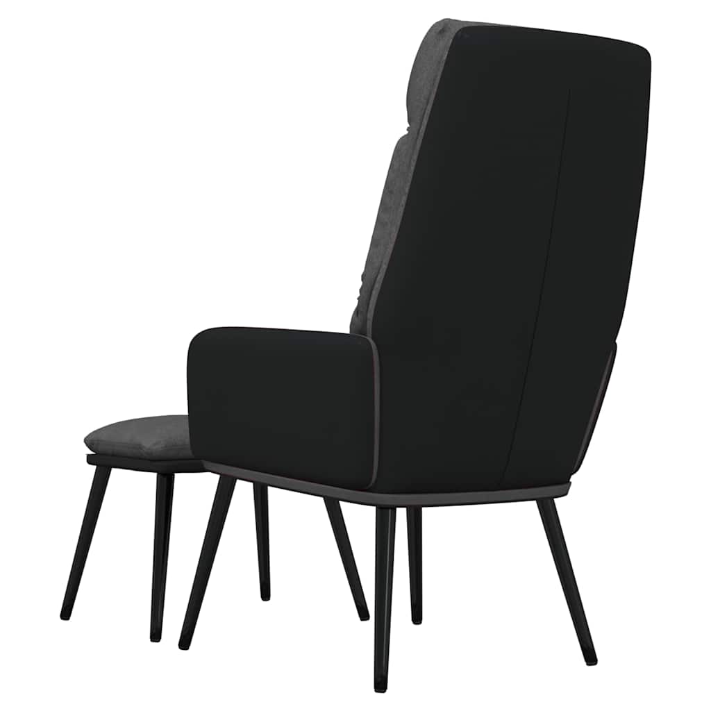 Poltrona Relax e Sgabello Grigio Scuro in Tessuto e Similpelle