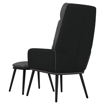 Poltrona Relax e Sgabello Grigio Scuro in Tessuto e Similpelle