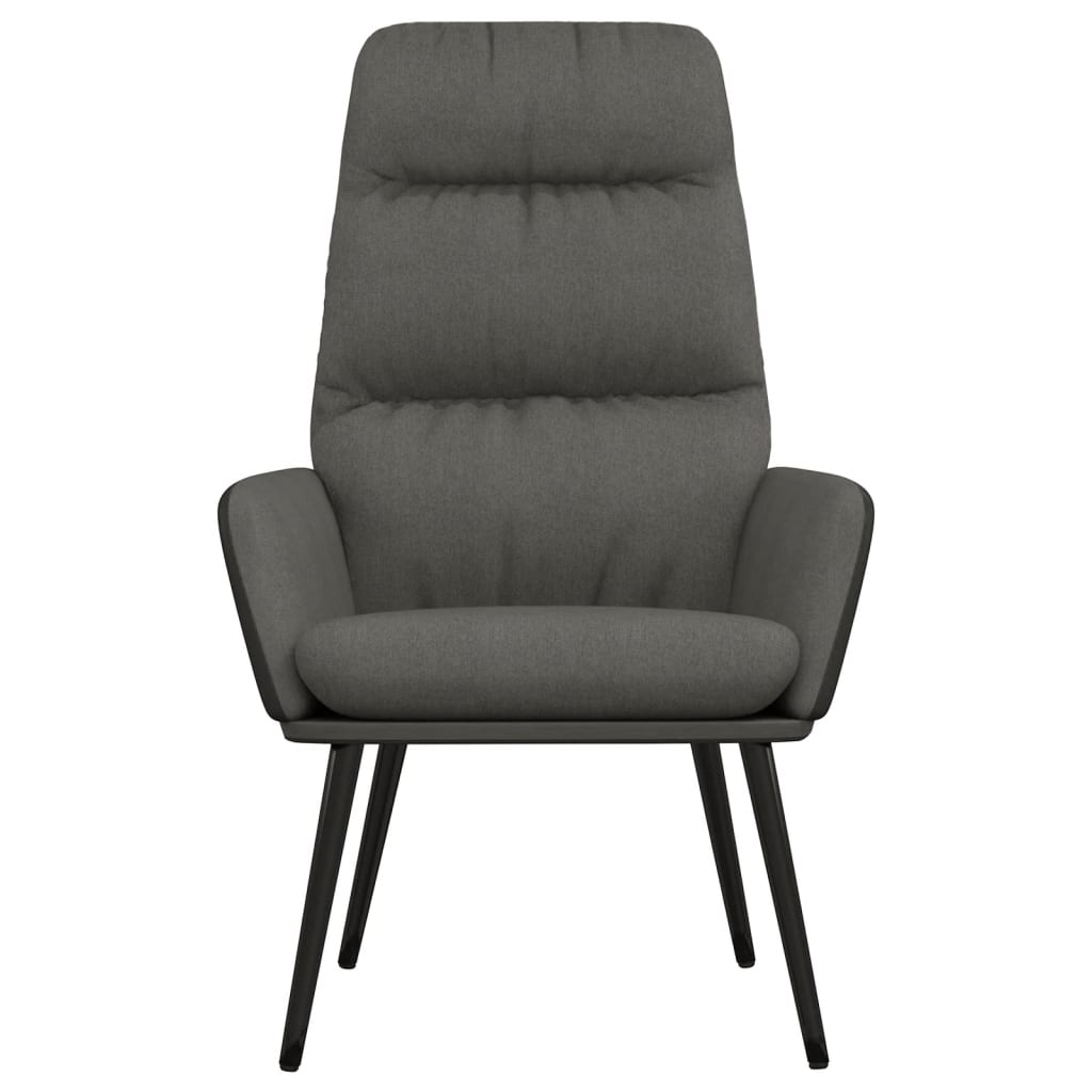 Poltrona Relax e Sgabello Grigio Scuro in Tessuto e Similpelle | homemem39