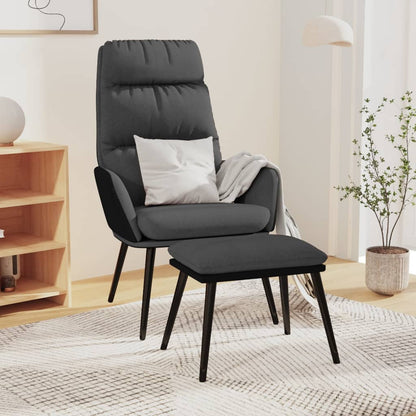 Poltrona Relax e Sgabello Grigio Scuro in Tessuto e Similpelle | homemem39