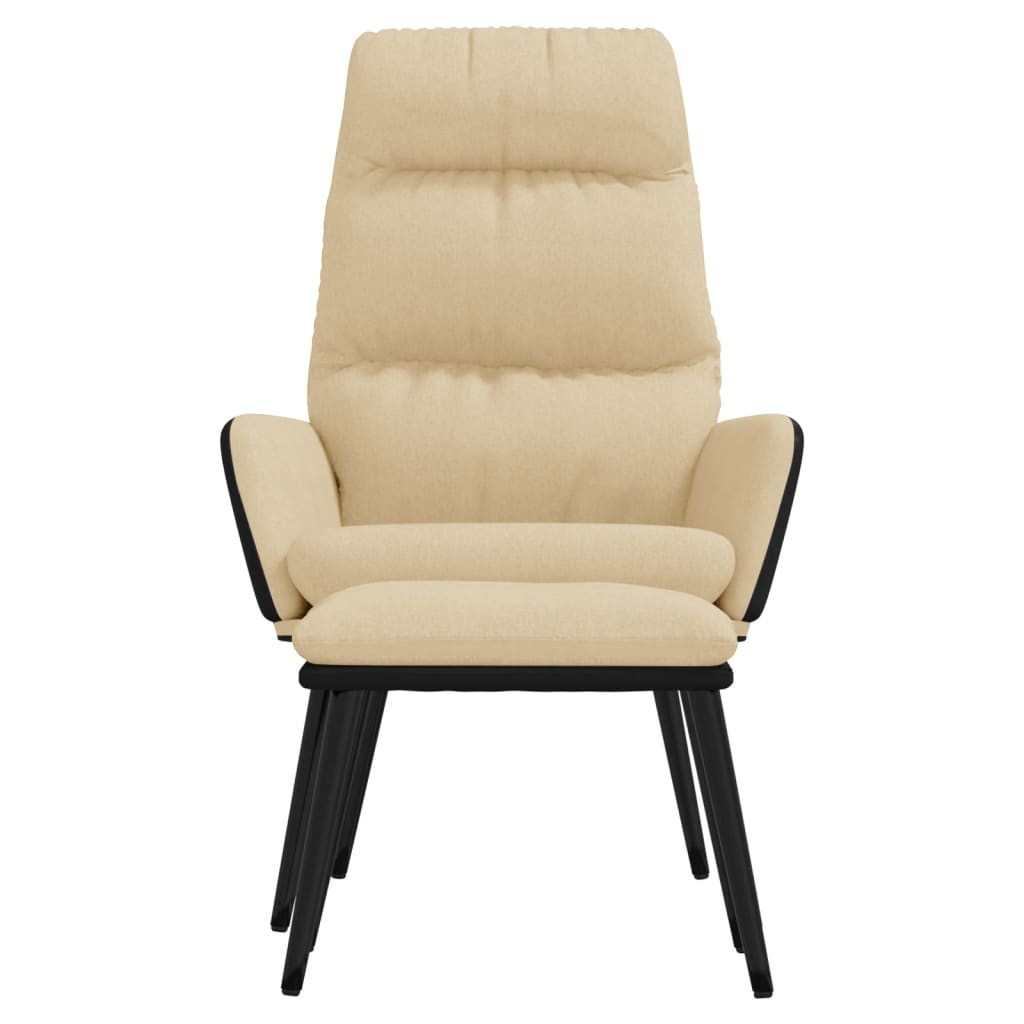 Poltrona Relax con Sgabello Crema in Tessuto e Similpelle | homemem39