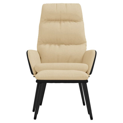 Poltrona Relax con Sgabello Crema in Tessuto e Similpelle | homemem39