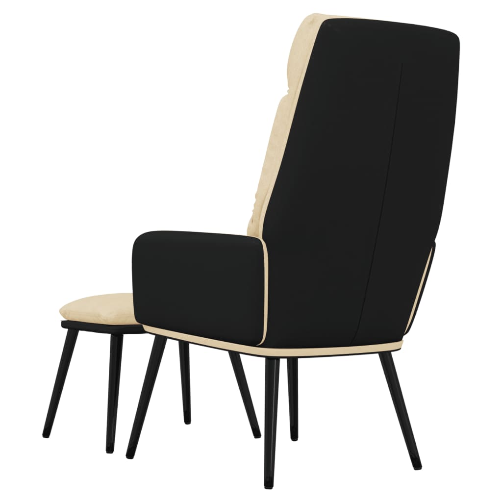Poltrona Relax con Sgabello Crema in Tessuto e Similpelle | homemem39