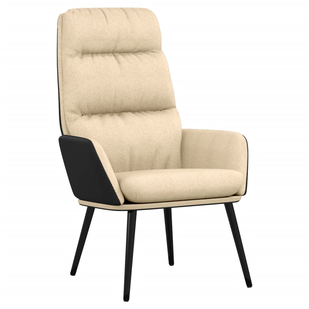 Poltrona Relax con Sgabello Crema in Tessuto e Similpelle | homemem39