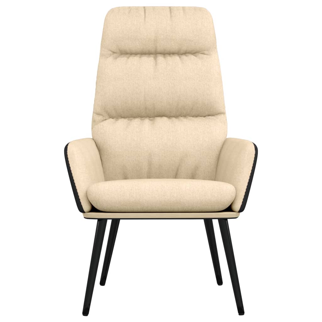 Poltrona Relax con Sgabello Crema in Tessuto e Similpelle | homemem39