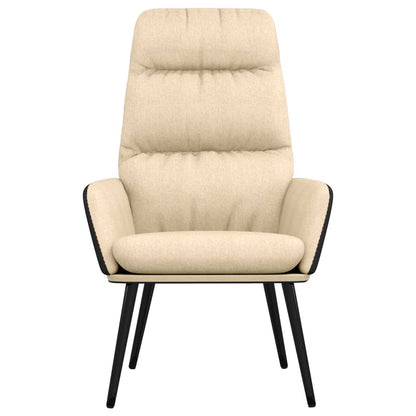 Poltrona Relax con Sgabello Crema in Tessuto e Similpelle | homemem39