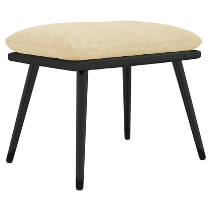 Poltrona Relax con Sgabello Crema in Tessuto e Similpelle | homemem39