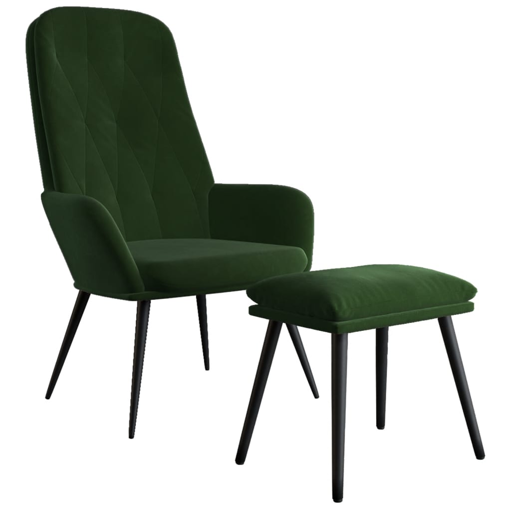 Poltrona Relax con Poggiapiedi Verde Scuro in Velluto | homemem39