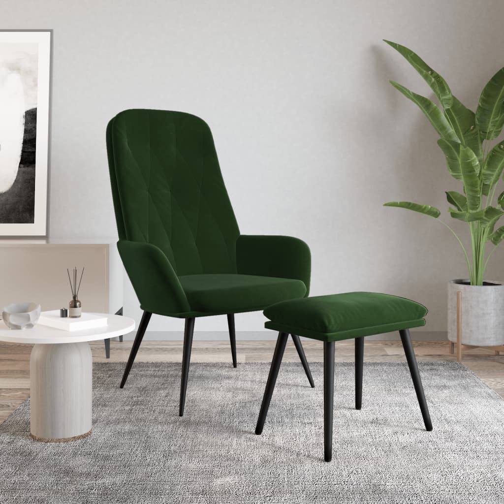 Poltrona Relax con Poggiapiedi Verde Scuro in Velluto | homemem39