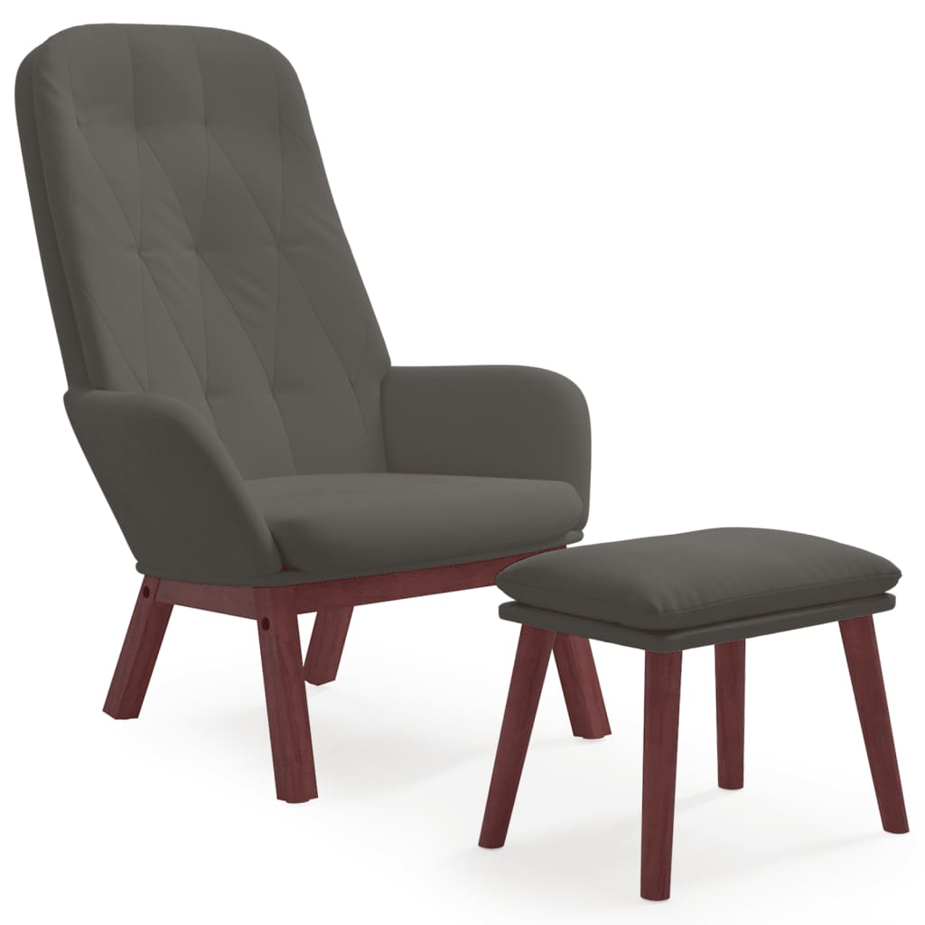 Poltrona Relax con Poggiapiedi Grigio Scuro in Velluto | homemem39