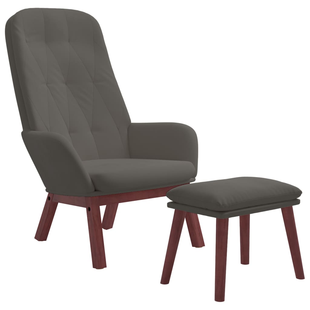 Poltrona Relax con Poggiapiedi Grigio Scuro in Velluto | homemem39