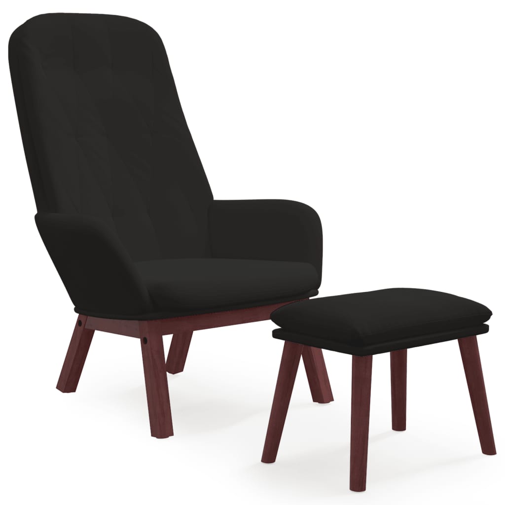 Poltrona Relax con Poggiapiedi Nera in Velluto | homemem39