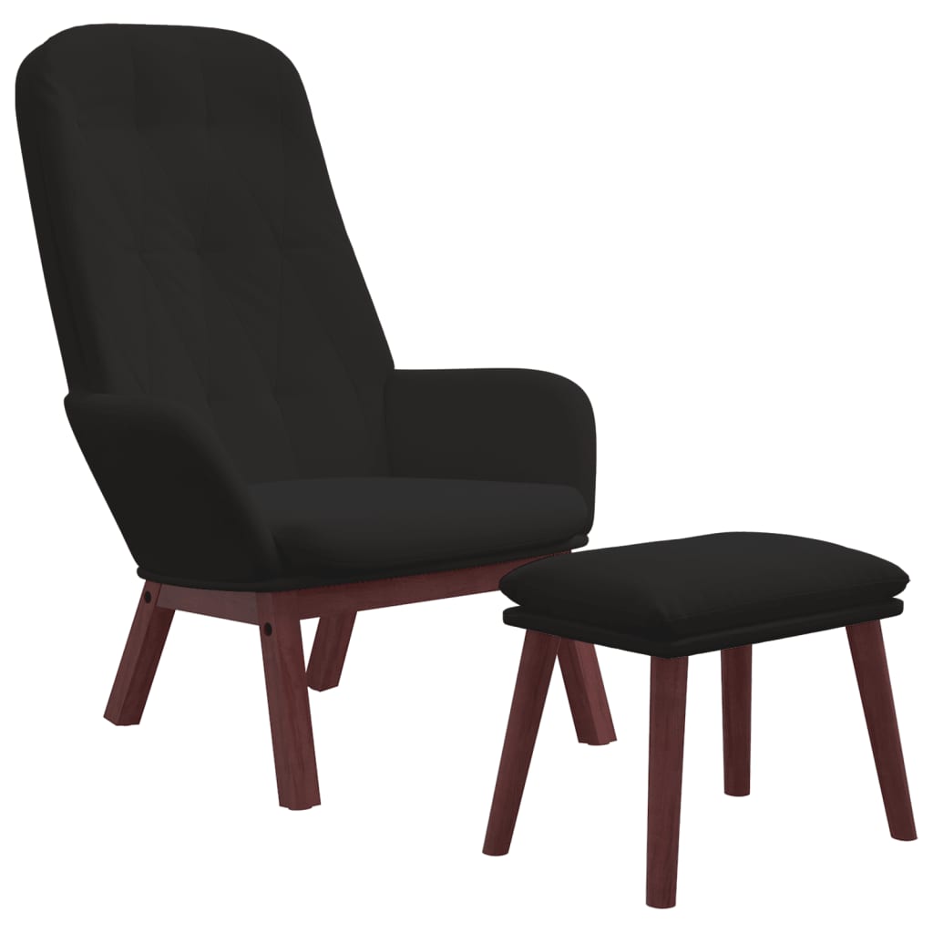 Poltrona Relax con Poggiapiedi Nera in Velluto | homemem39