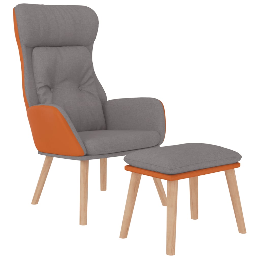 Poltrona Relax e Poggiapiedi Grigio Chiaro Similpelle e Tessuto | homemem39