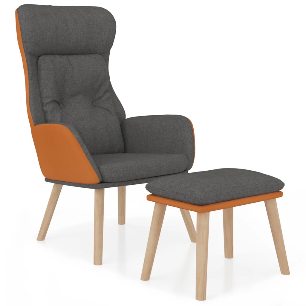 Poltrona Relax e Poggiapiedi Grigio Scuro Similpelle e Tessuto | homemem39