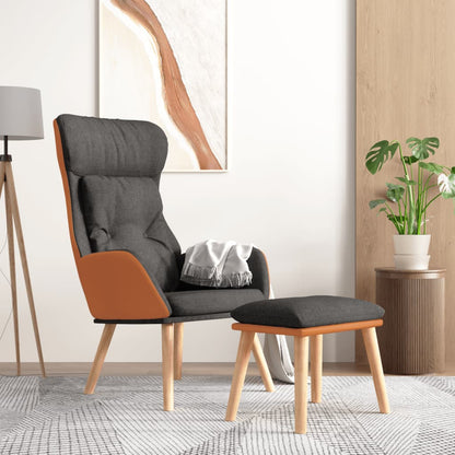 Poltrona Relax e Poggiapiedi Grigio Scuro Similpelle e Tessuto | homemem39