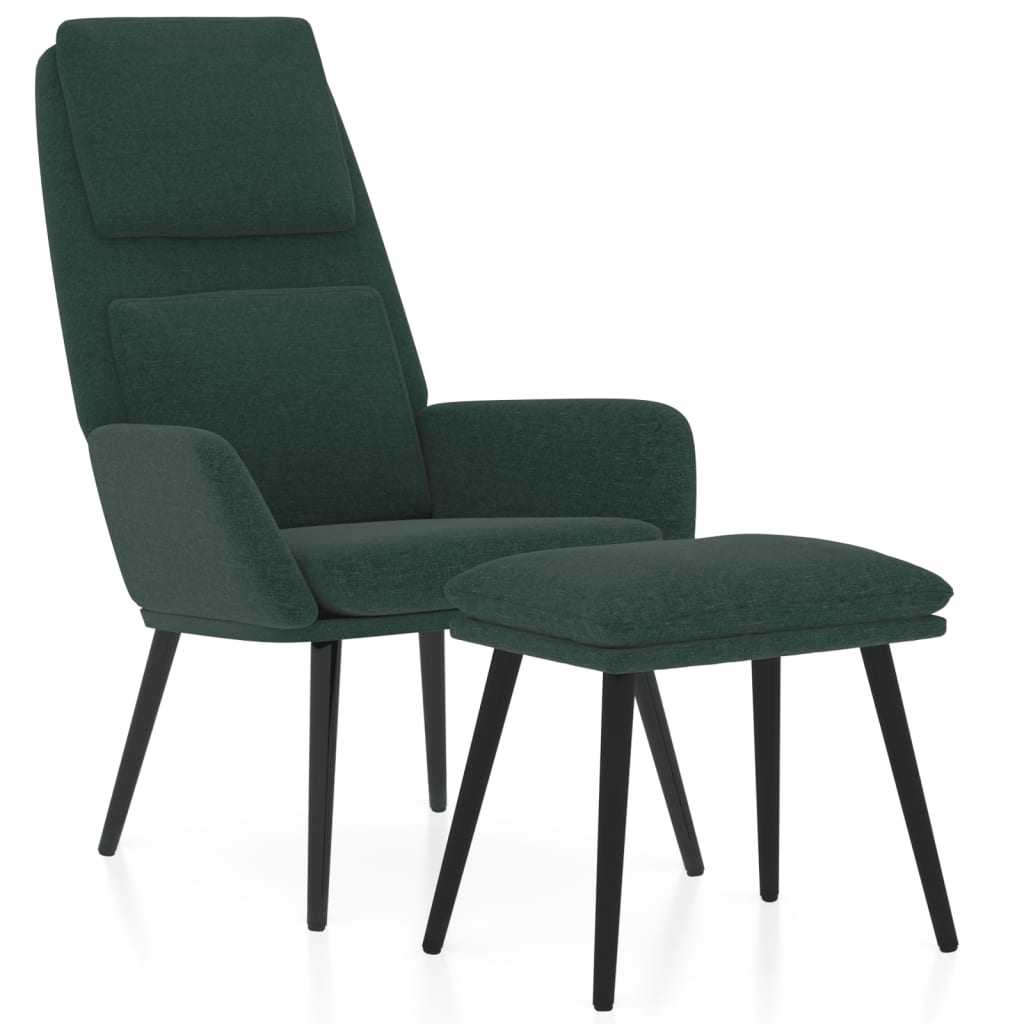 Poltrona Relax con Poggiapiedi Verde Scuro in Tessuto | homemem39