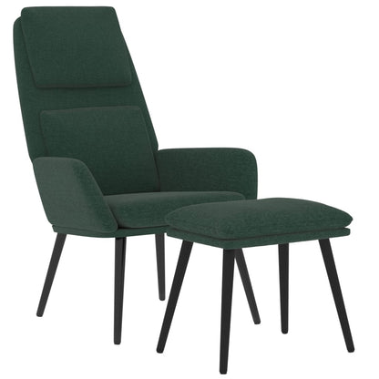 Poltrona Relax con Poggiapiedi Verde Scuro in Tessuto | homemem39