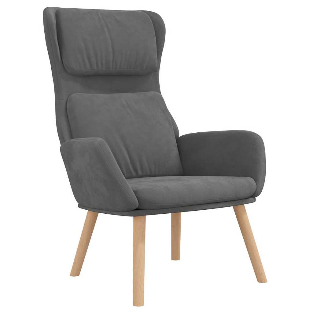 Poltrona Relax con Poggiapiedi Grigio Scuro in Velluto | homemem39