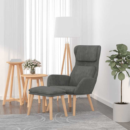 Poltrona Relax con Poggiapiedi Grigio Scuro in Velluto | homemem39