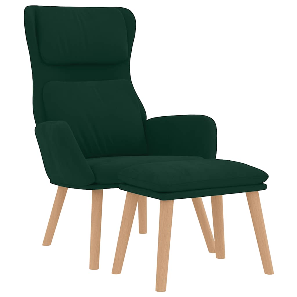 Poltrona Relax con Poggiapiedi Verde Scuro in Velluto | homemem39
